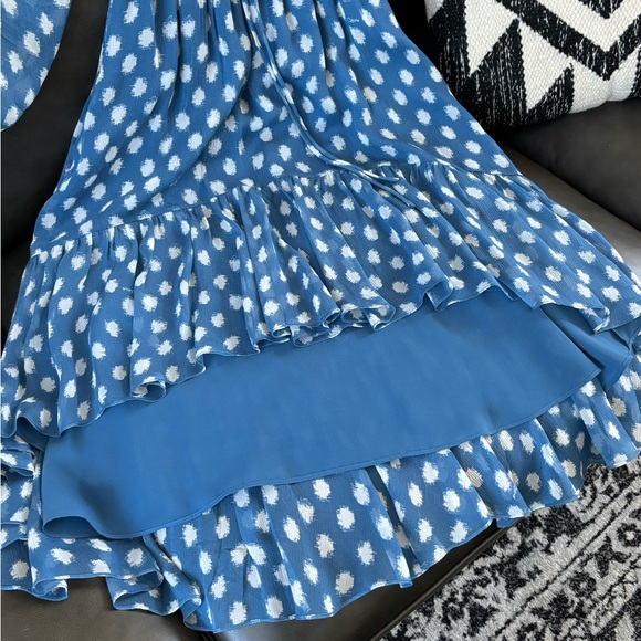 Diane Von Furstenberg Blue Camila Silk Chiffon High Low Dress - Picture 4 of 10